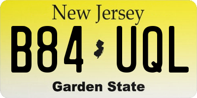 NJ license plate B84UQL