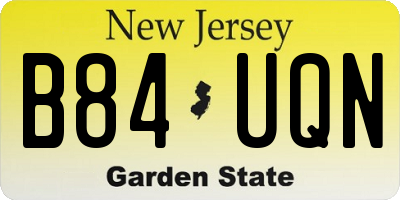 NJ license plate B84UQN
