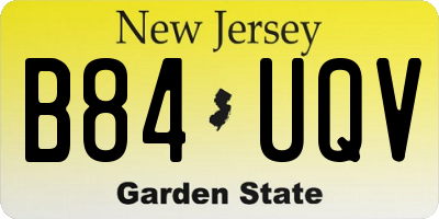 NJ license plate B84UQV