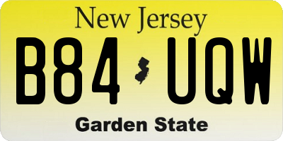 NJ license plate B84UQW