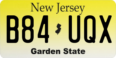 NJ license plate B84UQX