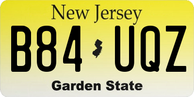 NJ license plate B84UQZ