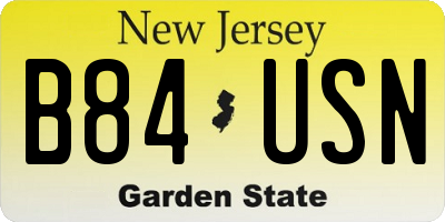 NJ license plate B84USN
