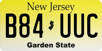 NJ license plate B84UUC