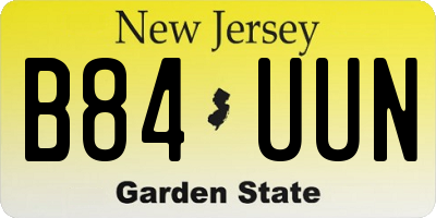 NJ license plate B84UUN