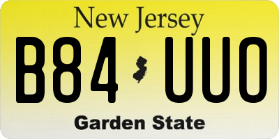 NJ license plate B84UUO