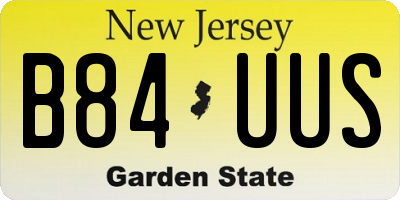 NJ license plate B84UUS