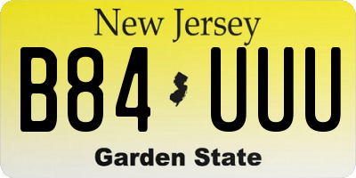 NJ license plate B84UUU