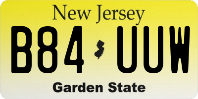 NJ license plate B84UUW