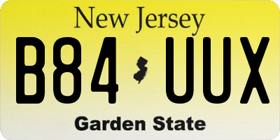 NJ license plate B84UUX