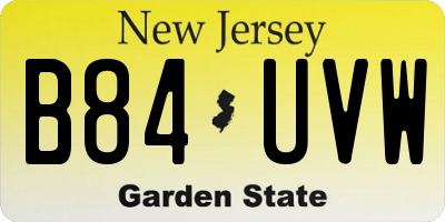 NJ license plate B84UVW