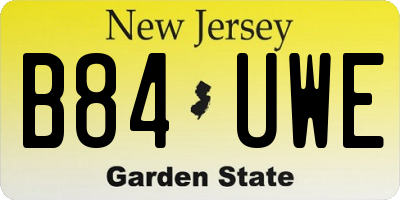 NJ license plate B84UWE