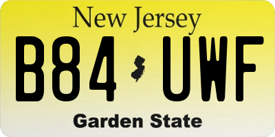 NJ license plate B84UWF