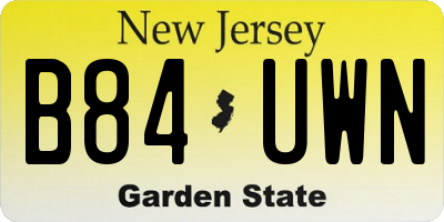 NJ license plate B84UWN
