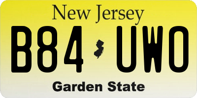 NJ license plate B84UWO