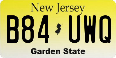 NJ license plate B84UWQ