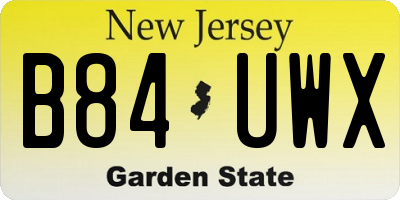 NJ license plate B84UWX