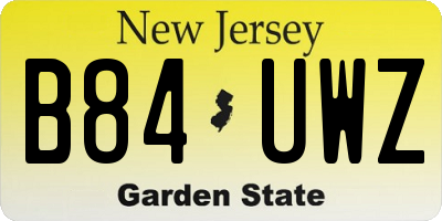 NJ license plate B84UWZ