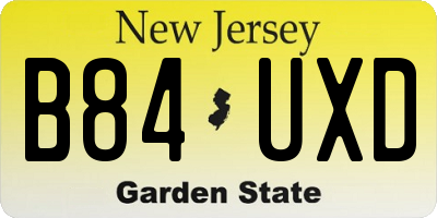 NJ license plate B84UXD