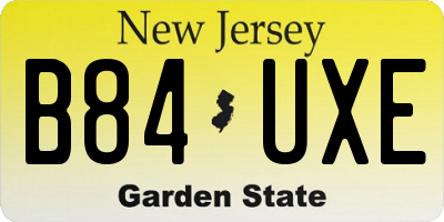 NJ license plate B84UXE
