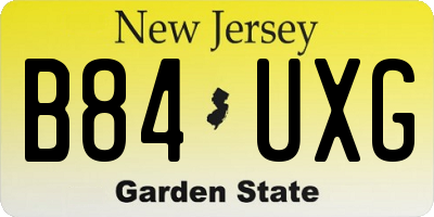 NJ license plate B84UXG