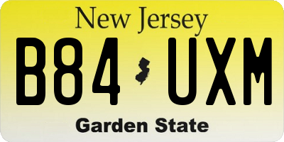 NJ license plate B84UXM