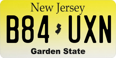 NJ license plate B84UXN