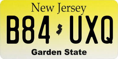 NJ license plate B84UXQ