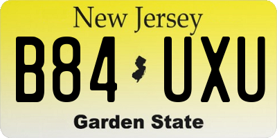 NJ license plate B84UXU