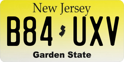 NJ license plate B84UXV