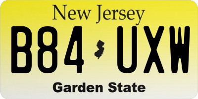 NJ license plate B84UXW