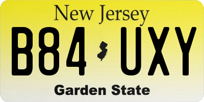 NJ license plate B84UXY