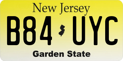 NJ license plate B84UYC