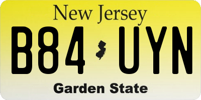 NJ license plate B84UYN