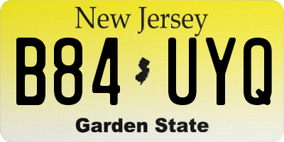 NJ license plate B84UYQ