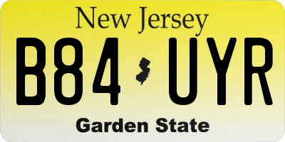 NJ license plate B84UYR