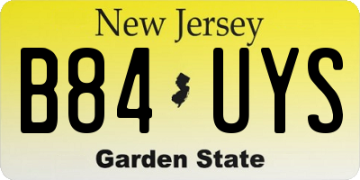 NJ license plate B84UYS