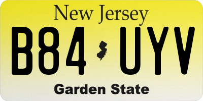 NJ license plate B84UYV