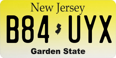 NJ license plate B84UYX