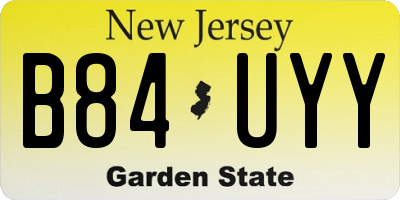 NJ license plate B84UYY