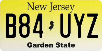 NJ license plate B84UYZ