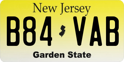 NJ license plate B84VAB