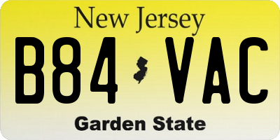 NJ license plate B84VAC
