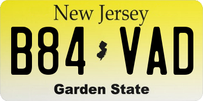 NJ license plate B84VAD