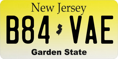 NJ license plate B84VAE