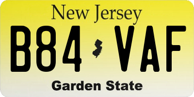 NJ license plate B84VAF