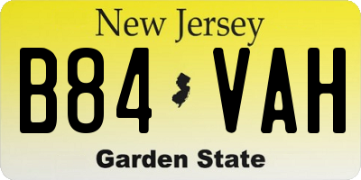 NJ license plate B84VAH