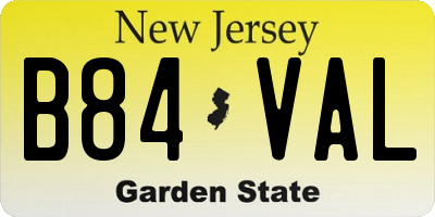 NJ license plate B84VAL