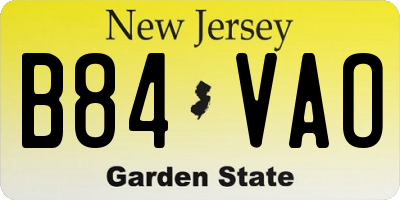 NJ license plate B84VAO