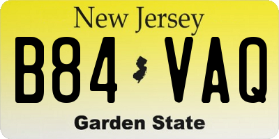 NJ license plate B84VAQ